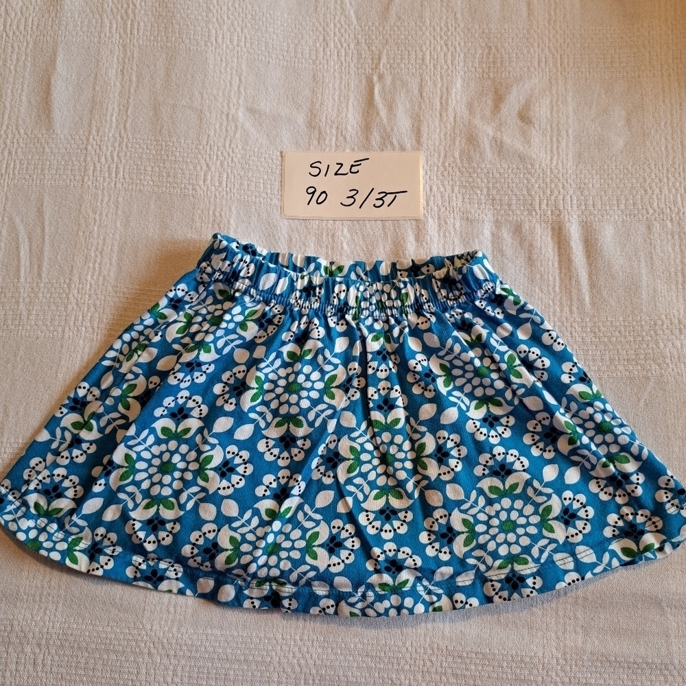 Hanna Andersson girls size 90 or 3T blue, white & green skirt